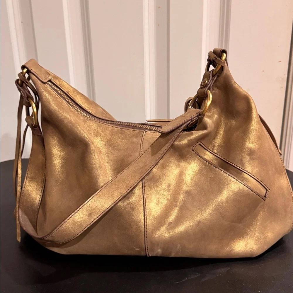 hobo gold shoulder bag